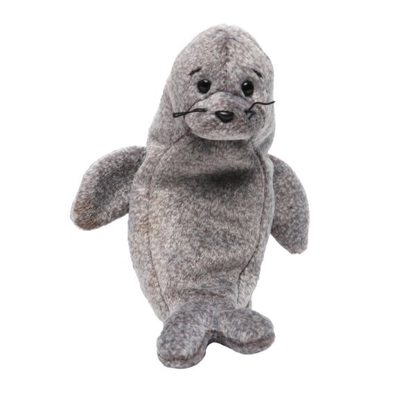 Vintage SLIPPERY 1999 TY Beanie Baby Seal Grey Collectable Stuffy - Picture 1 of 8